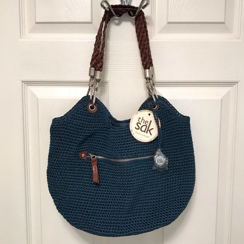 The Sak Indio Crochet Handbag Vintage Blue NWT